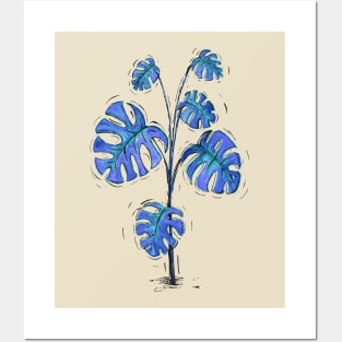 Monstera deliciosa blue version Posters and Art